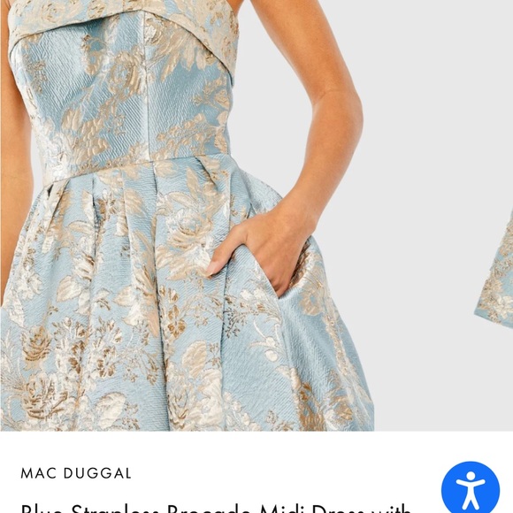 NEW Mac Duggal Strapless Brocade Midi Dress - Picture 14 of 16